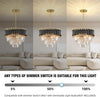 Black Gold Modern Pendant Chandelier Crystal Lighting Ceiling Light Fixture Lamp