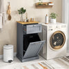 Laundry Cabinet with Basket Freestanding Tilt Out Laundry Hamper W/Drawer-Grey