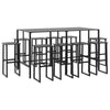 11 Piece Garden Bar Set Black -coated Steel H0T9
