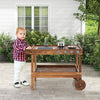 Kids Movable Mud Kitchen Outdoor Mud Kitchen Playset w/ 2 Rolling Wheels