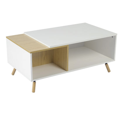 100cm Rectangle Coffee Table Wooden Storage Shelf Modern Living Room Furniture