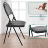 2 PCS Portable Folding Chairs Double Hinged Fabric Dining Chairs W/Footrest Grey