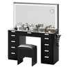 Vanity Dressing Table 11 Drawers Makeup Desk Chair Set with LED Mirror Stool