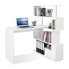 Mondeer L Shaped Computer Desk Corner Desk 360 Degree Rotatable Shelves White