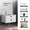 LED Bedside Table with 2 Drawers Wireless Charging Side Cabinet Nightstand
