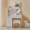 Dressing Table Make-Up Desk Stool Set w/ Mirror Drawer Bedroom Furniture Storage
