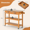 Kitchen Island on Wheels Storage Trolley Cart Drawer Shelves Countertop Brown