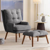 Lazy Chair with Footstool Relax Lounge Chair Accent Armchair Sofa Chair Grey