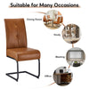 2PCs Dining Chairs PU Metal Legs Leisure Reception Chair Restaurant Brown