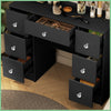 7 Drawers Dressing Desk with 11 LED Lighted Mirror and 3 Light Colors Blabk