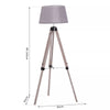 Free Standing Floor Lamp Bedside Light with Tripod Holder Fabric Shade Grey