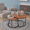 Nest of 2/3 Coffee Tables Nesting Round Table Retro/White Marble Effect Wood Set