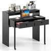 Convertible Home Office Desk Extendable Computer Desk with Storage-Black