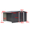 8X8FT Garden Log Storage Shed Galvanised Steel Grey Outdoor Firewood Store House