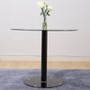 Contemporary Black Dining Table 90cm Round Tempered Glass Top With Chrome Legs