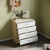 Modern High Gloss Chest of 4 Drawers White&Oak Storage Cabinet Bedroom Furniture