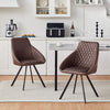 2Pcs Faux Leather Dining Chairs Padded Seat Dining Room Chair Metal Legs