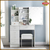 White Dressing Table Vanity Makeup Desk With Hollywood LED Mirror And 6 Drawers