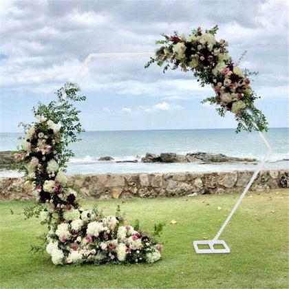 2/2.2M Metal Wedding Arch Hexagonal Backdrop Stand Flower Balloon Rack