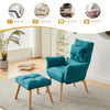 Blue Lazy Chair with Footstool Relax Lounge Chair Accent Armchair Sofa Chair