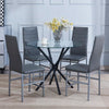 Round Clear Tempered Glass Dining Table Black Metal Legs Dining Room Kitchen