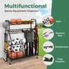 Sports Equipment Storage Rack w/ Universal Wheels-Black