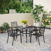 5Pcs Metal Patio Outdoor Dining Table Dining Set Patio Table Sets Umbrella Hole