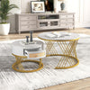 Set of 2 Round Nesting Coffee Table Side Table with 1 Drawer for Living Room