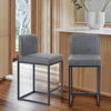 2Piece Bar Stools Counter Bar Stools with Back PU Leather Upholstered Bar Chair