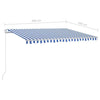 Manual Retractable Awning with LED 400x350 cm Blue and White