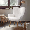 Accent Chair Teddy Velvet Tufted Wing Back Armchair Club Chair With Wood Legs