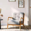 Grey Fabric Armchair Wooden Frame Button Back Lounge Chair Fireside Single Sofa