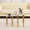 3pcs Rectangular Clear Tempered Glass Side End Table Nested Table Golden Tubes