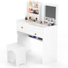 Dressing Table With Drawers Mirror Stool Set Makeup Desk Vanity Table Pfeazqpnax