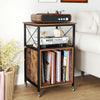 Record Player Stand With Charging Station Vinyl Storage Cabinet Rolling Table