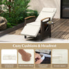 Outdoor Rattan Recliner Chair Wicker Reclining Lounge Chair w/ Armrests White