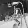 Traditional Bath Shower Mixer Tap With 3 Way Square Rigid Riser Rail Kit *WN