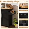 Kitchen Island on Wheels Storage Trolley Cart Drawer Shelves Spice Rack Black