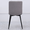 4x Dining Chairs Grey Linen Padded Seat Armless Leisure Kitchen Chair Metal Legs