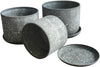 SET _3 Large Stone effect Planter Green Plant Pot Barrel Basket vintage garden