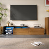 Modern LED TV Stand Unit Wooden Cabinet with Glass Shelves & 2 Drawers Storage