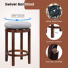 Set of 2 Bar Stools Wooden Counter Height Chair 360° Swivel Kitchen Padded Seat