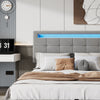 Double Bed Upholstered Bed Grey Fabric Gas Lift Ottoman Storage Bed Frame 4ft6