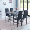Rectangular Grey Marble MDF Top Dining Table Metal Legs Dining Room Kitchen