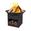 Fire Pit Large Garden & Patio Modern Square Outdoors Black Log Store Wood Burner