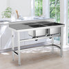 Catering Sink Stainless Steel Double Bowl Commercial Kitchen Left Hand Drainer