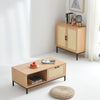 Modern Rattan Coffee Table with Drawer & Storage for Living Room Center Table