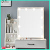 Vanity Dressing Table Set Makeup Desk Mirror & Stool Shelves 3 Color LED Lighted