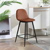 Set of 2 Brown Faux Leather Bar Stools Breakfast Stools Kitchen Chair 65 cm Seat