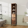 Tall Industrial Cabinet Vintage Narrow Locker Wooden Storage Cupboard Retro Door